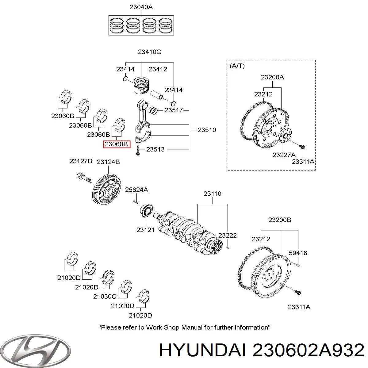 Купить 230602A931 Hyundai/Kia Комплект шатунных вкладышей