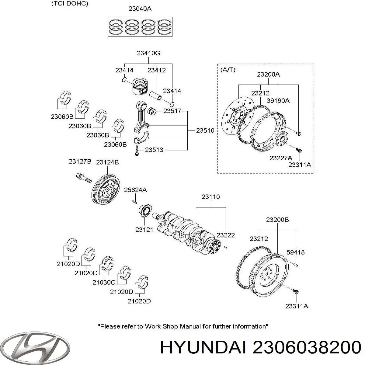 Купить 2306038200 Hyundai/Kia Комплект шатунных вкладышей
