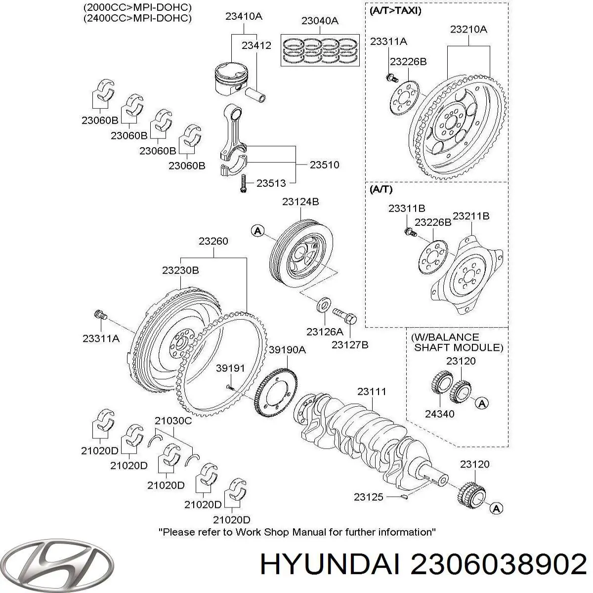 2306038902 Hyundai/Kia вкладыши коленвала шатунные, комплект, 1-й ремонт (+0,25)