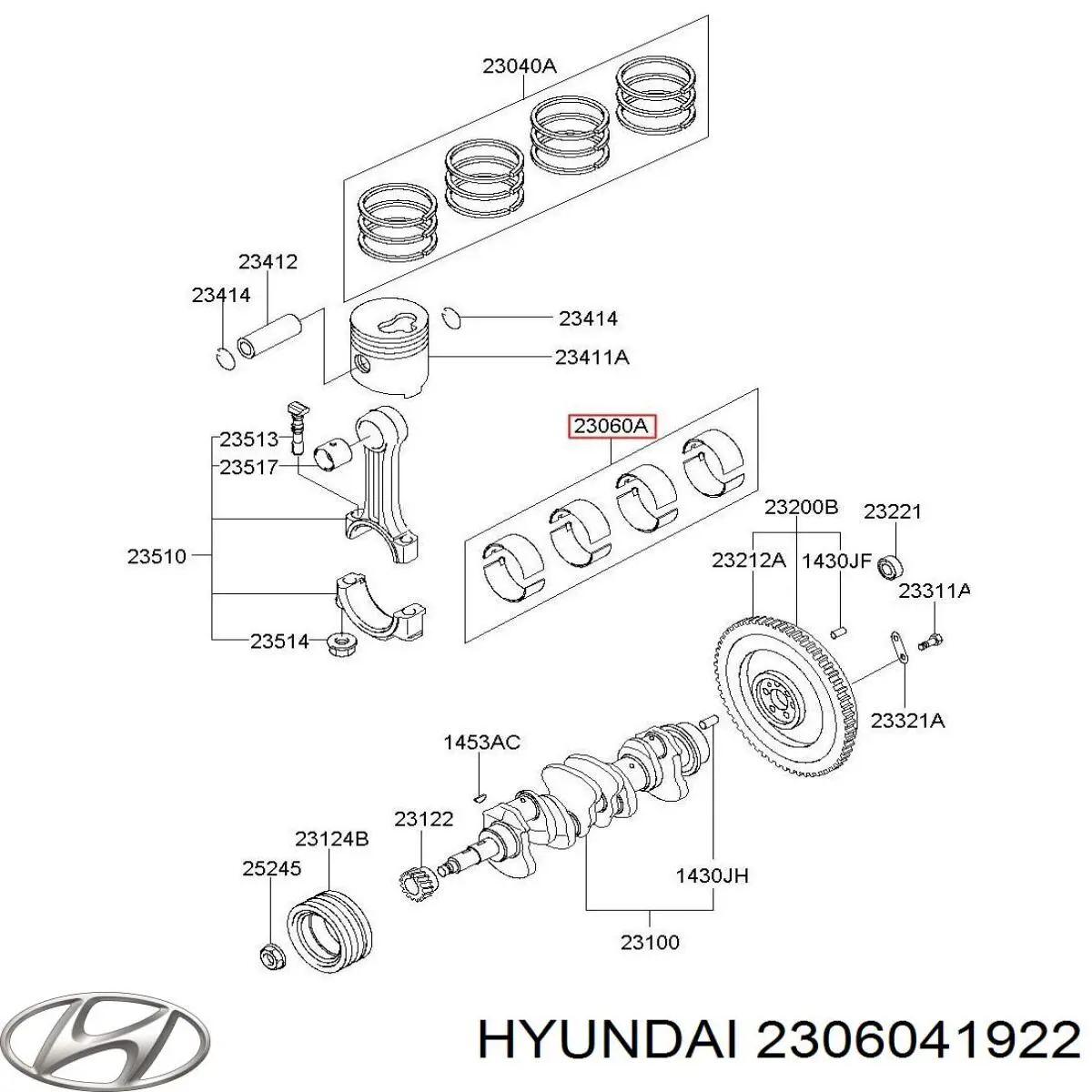 2306041922 Hyundai/Kia folhas inseridas de cambota de biela, kit, 2ª reparação ( + 0,50)