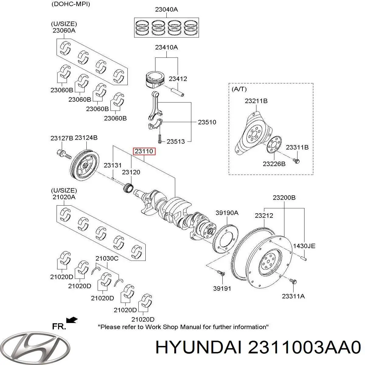 2311003AA0 Hyundai/Kia Коленвал двигателя