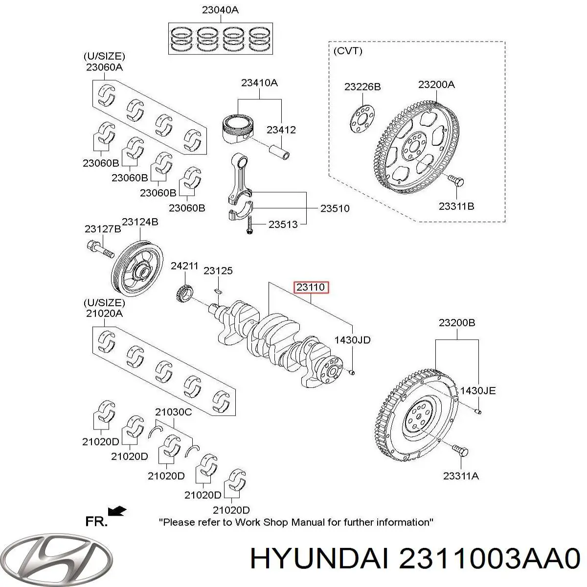 Купить 2311003AA0 Hyundai/Kia Коленвал