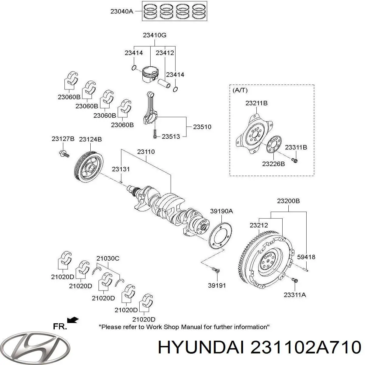 Коленвал двигателя 231102A710 Hyundai/Kia