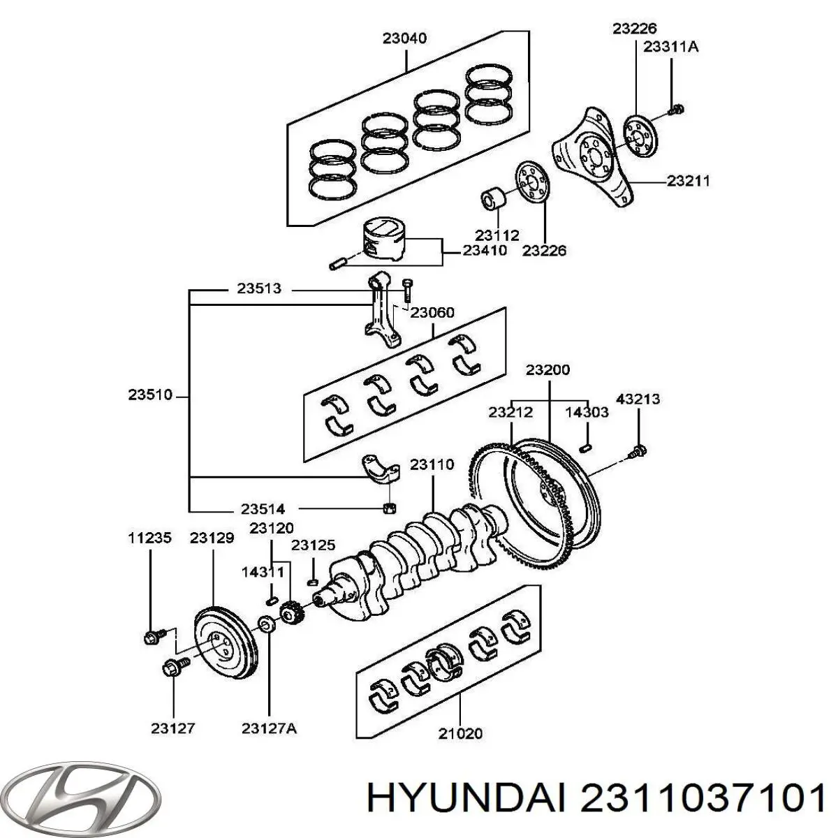 2311037101 Hyundai/Kia коленвал двигателя
