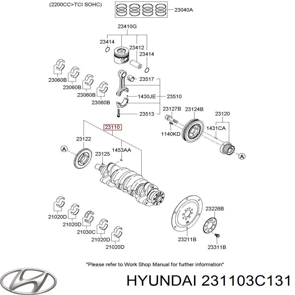 231103C131 Hyundai/Kia Коленвал двигателя