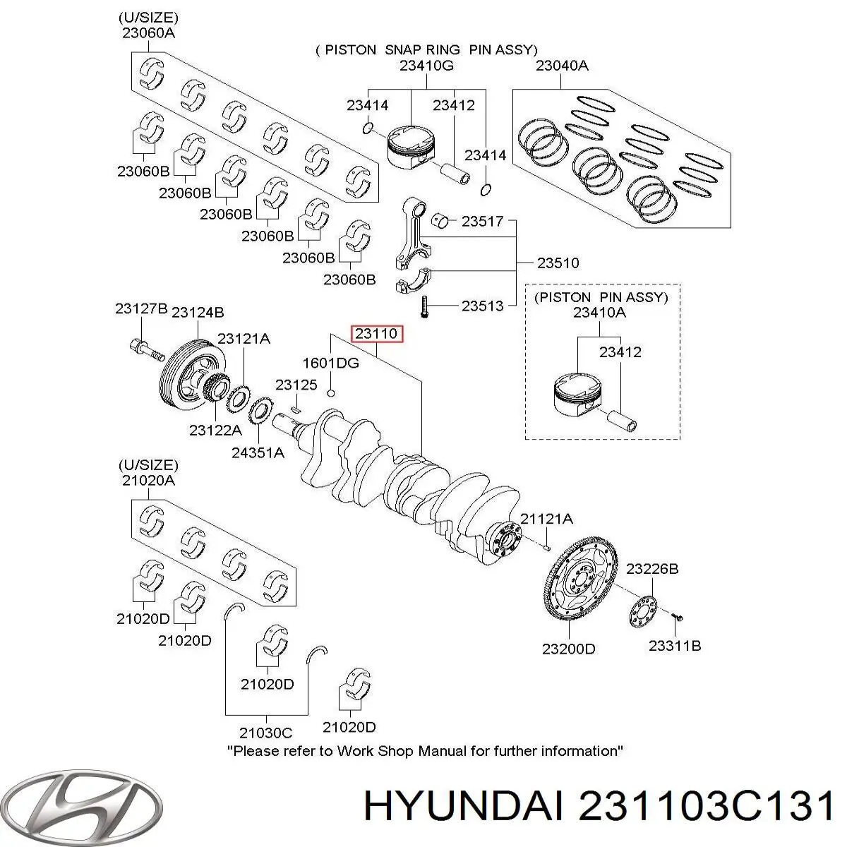 Купить 231103C131 Hyundai/Kia Коленвал