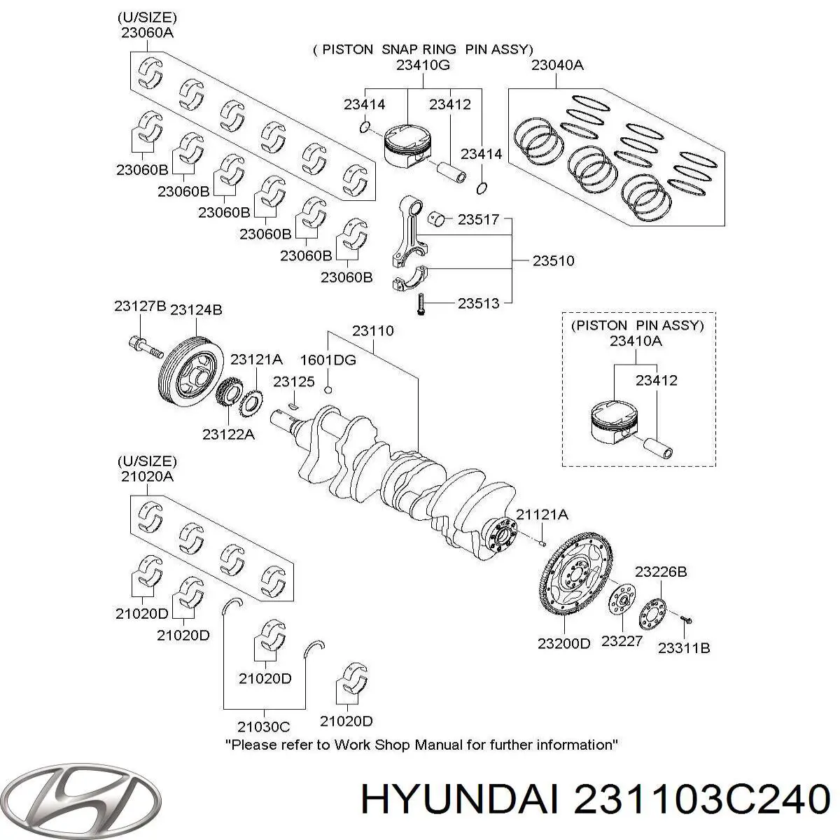231103C240 Hyundai/Kia коленвал двигателя