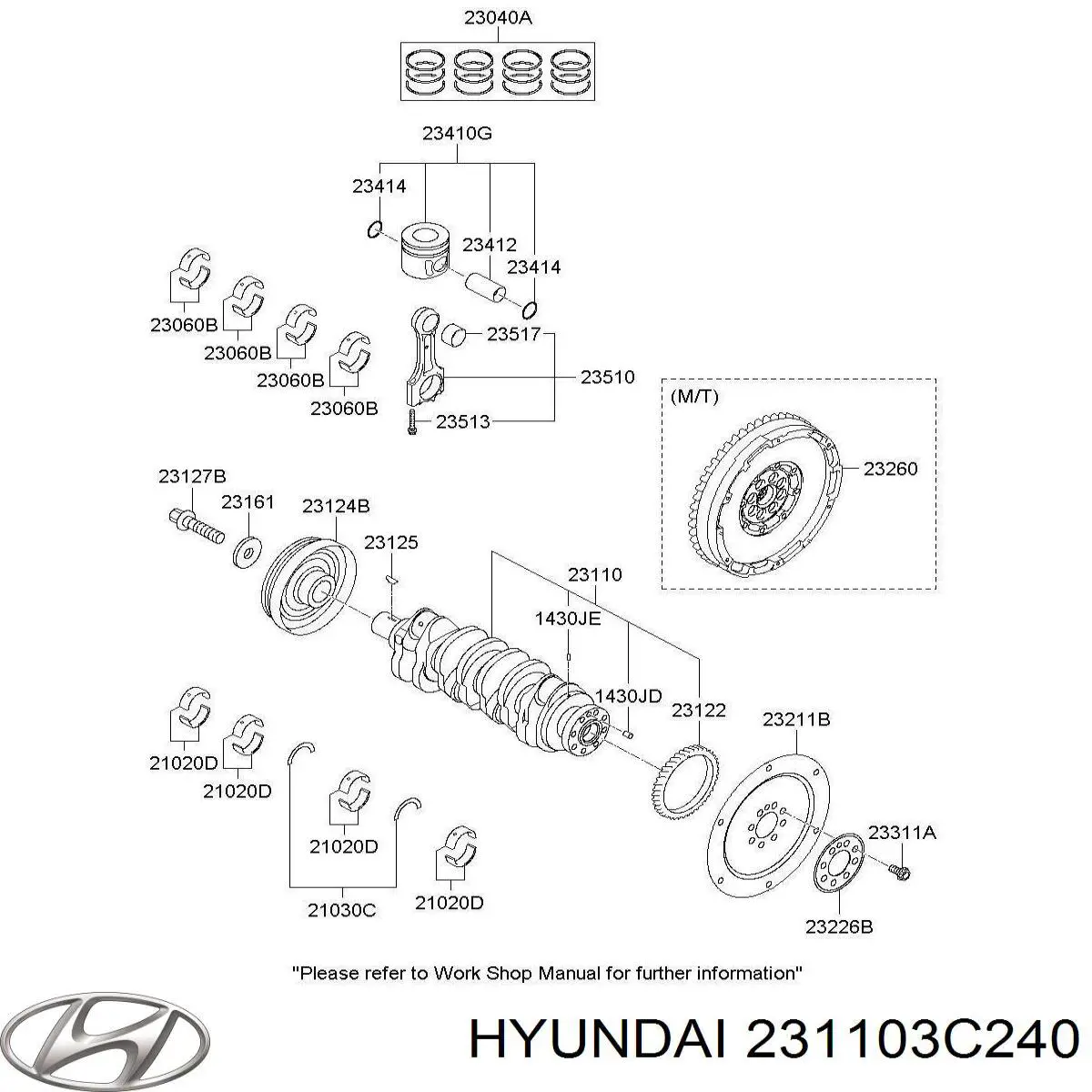Купить 231103C240 Hyundai/Kia Коленвал