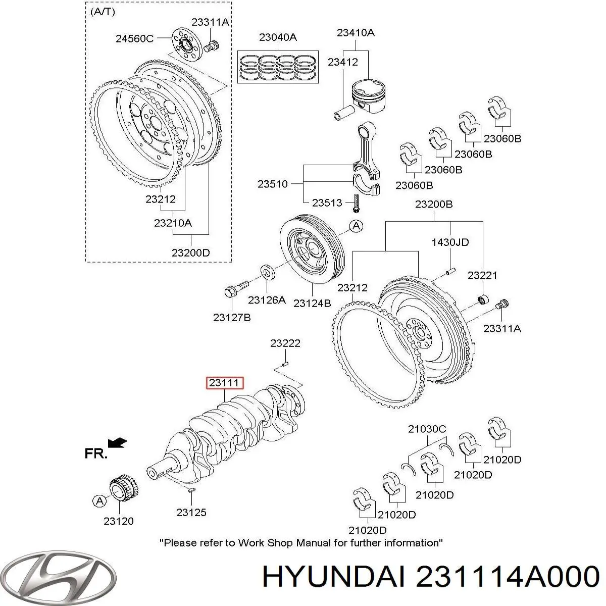 231114A000 Hyundai/Kia коленвал двигателя
