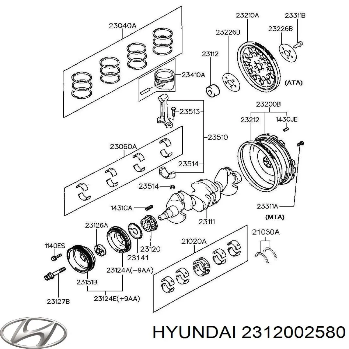 2312002580 Hyundai/Kia звездочка-шестерня привода коленвала двигателя
