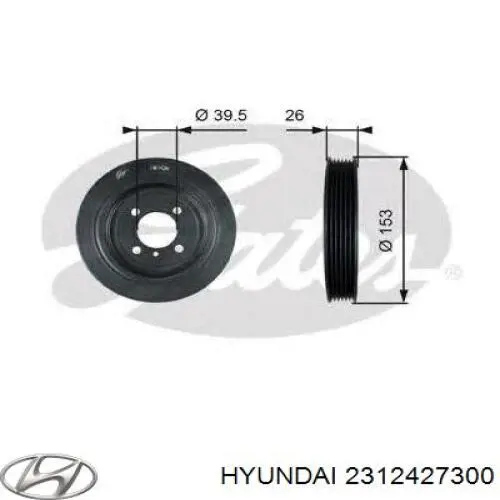 Polea, cigüeñal 2312427300 Hyundai/Kia