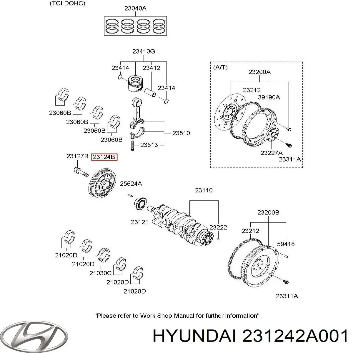 Купить 231242A001 Hyundai/Kia Шкив-демпфер коленвала