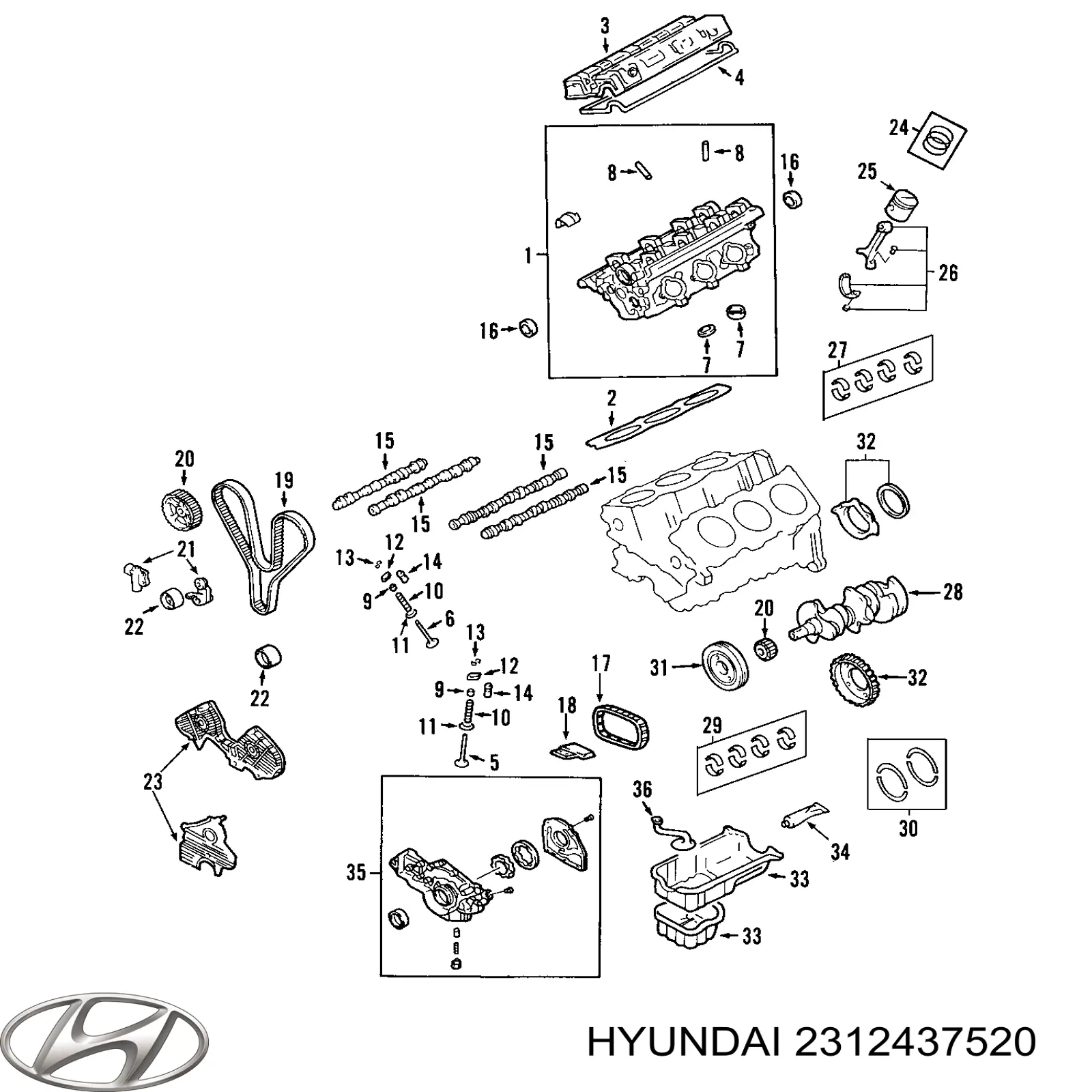 Шкив коленвала 2312437520 Hyundai/Kia