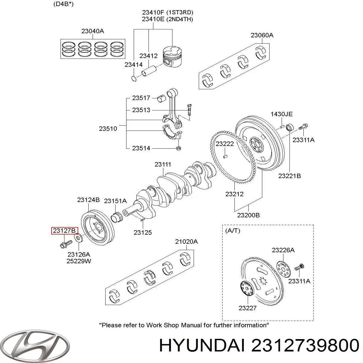 Купить 2312739801 Hyundai/Kia Болт шкива коленвала