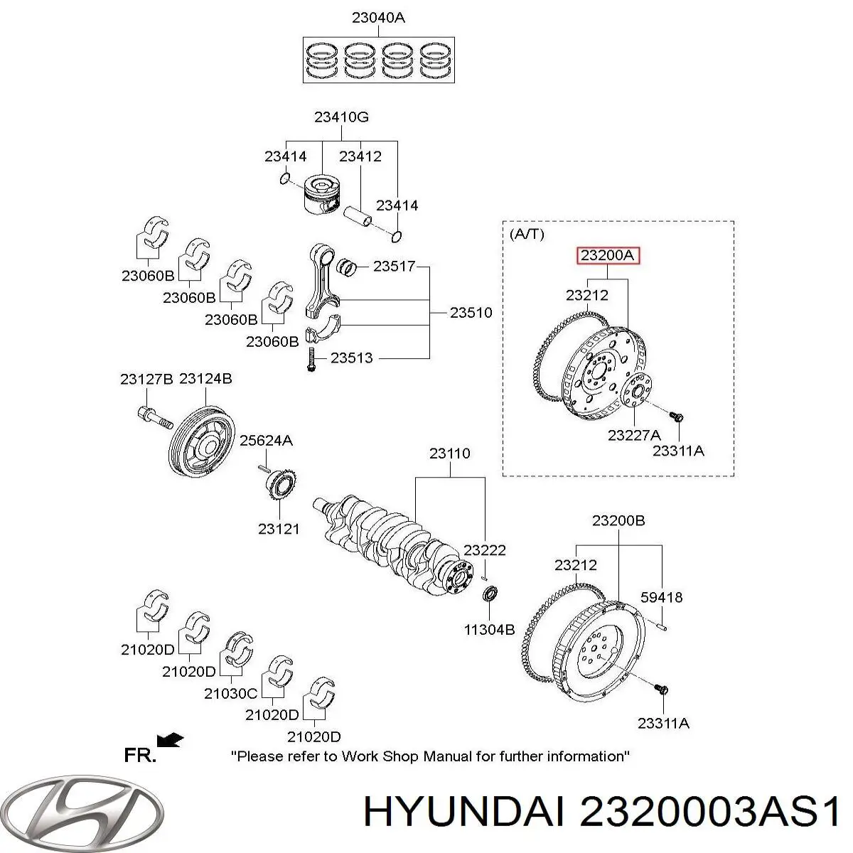 Маховик двигателя Hyundai/Kia 2320003AS1 цена, от 44.34 USD