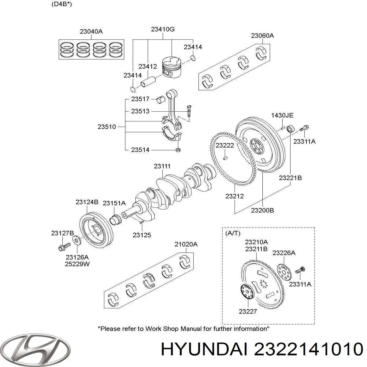 Опорный подшипник первичного вала КПП (центрирующий подшипник маховика) Hyundai/Kia 2322141010