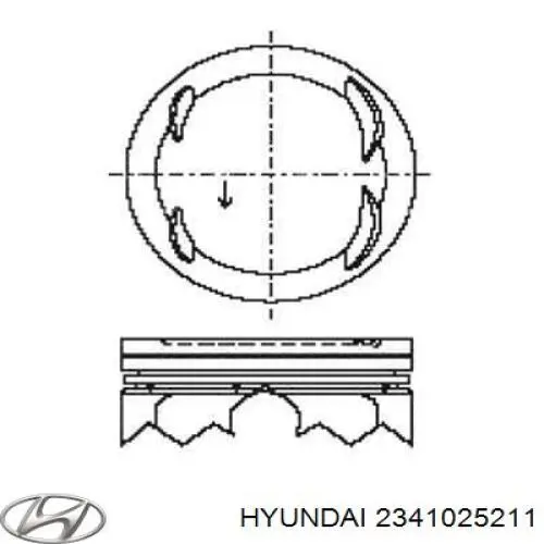 2341025211 Hyundai/Kia поршень с пальцем без колец, std