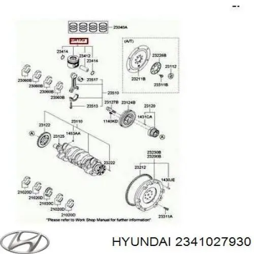 Поршень с пальцем без колец, STD Hyundai/Kia 2341027930 цена, от 77.05 USD