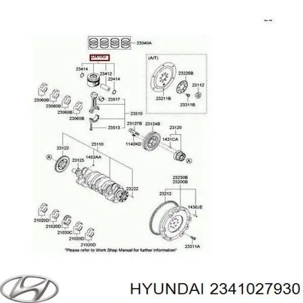 Поршень с пальцем без колец, STD 2341027930 Hyundai/Kia