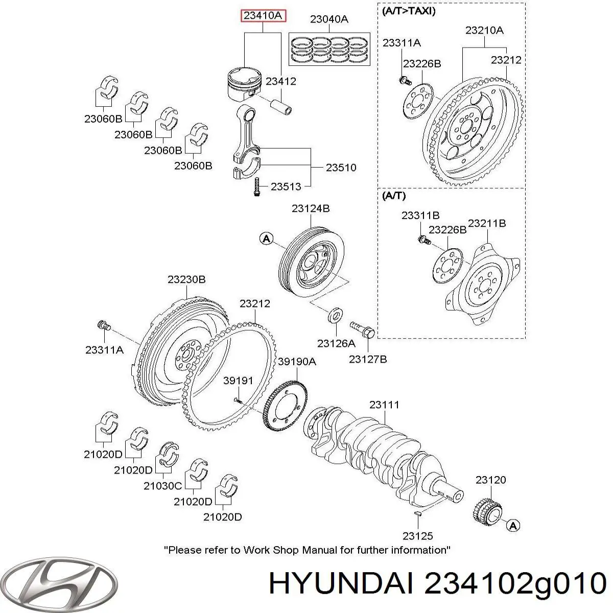 Поршень с пальцем без колец, STD Hyundai/Kia 234102G010