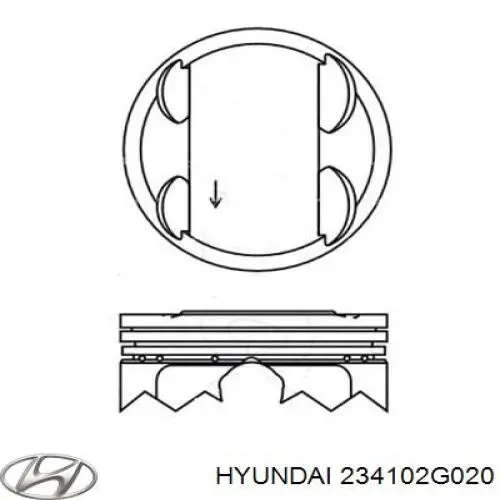 Поршень с пальцем без колец, STD 234102G020 Hyundai/Kia