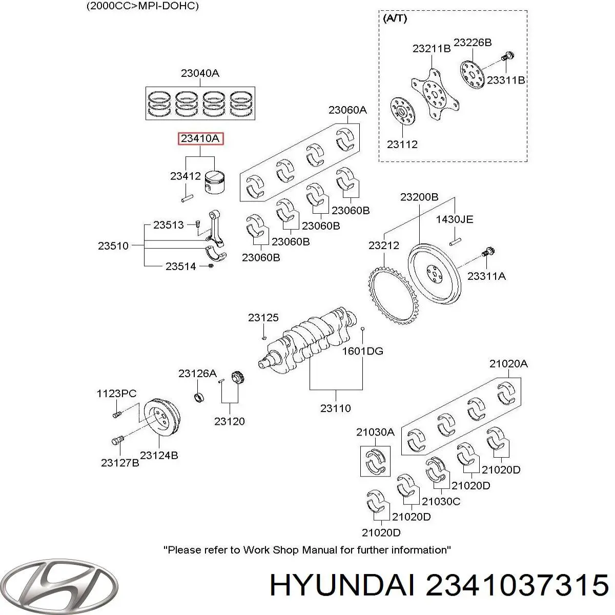 Поршень с пальцем без колец, STD Hyundai/Kia 2341037310 цена, от 38.01 USD