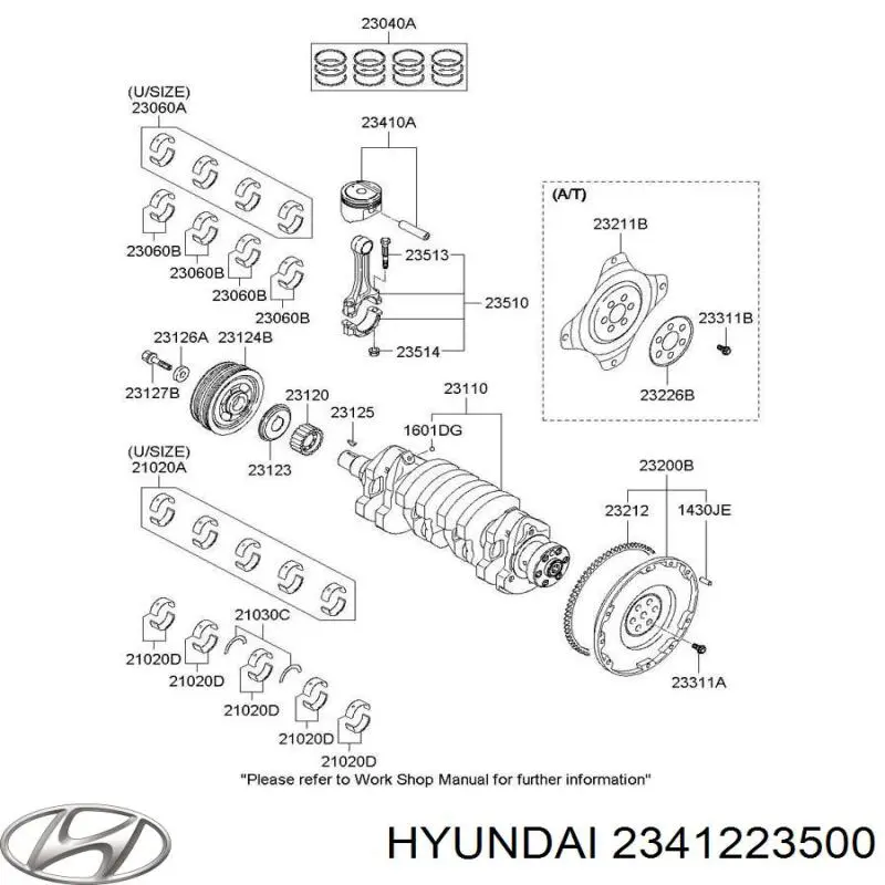 Палец поршня двигателя 2341223500 Hyundai/Kia