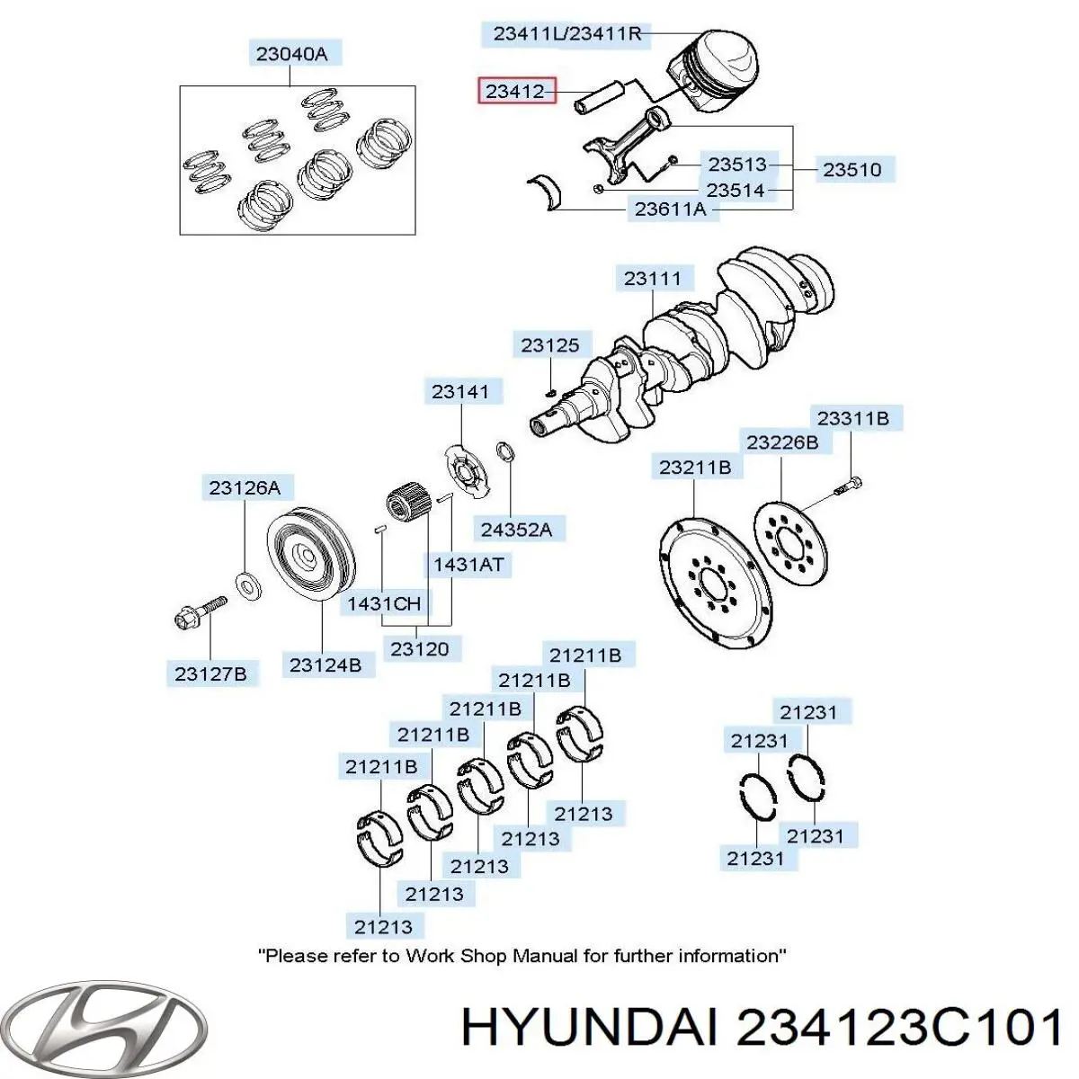 Палец поршня двигателя Hyundai/Kia 234123C101