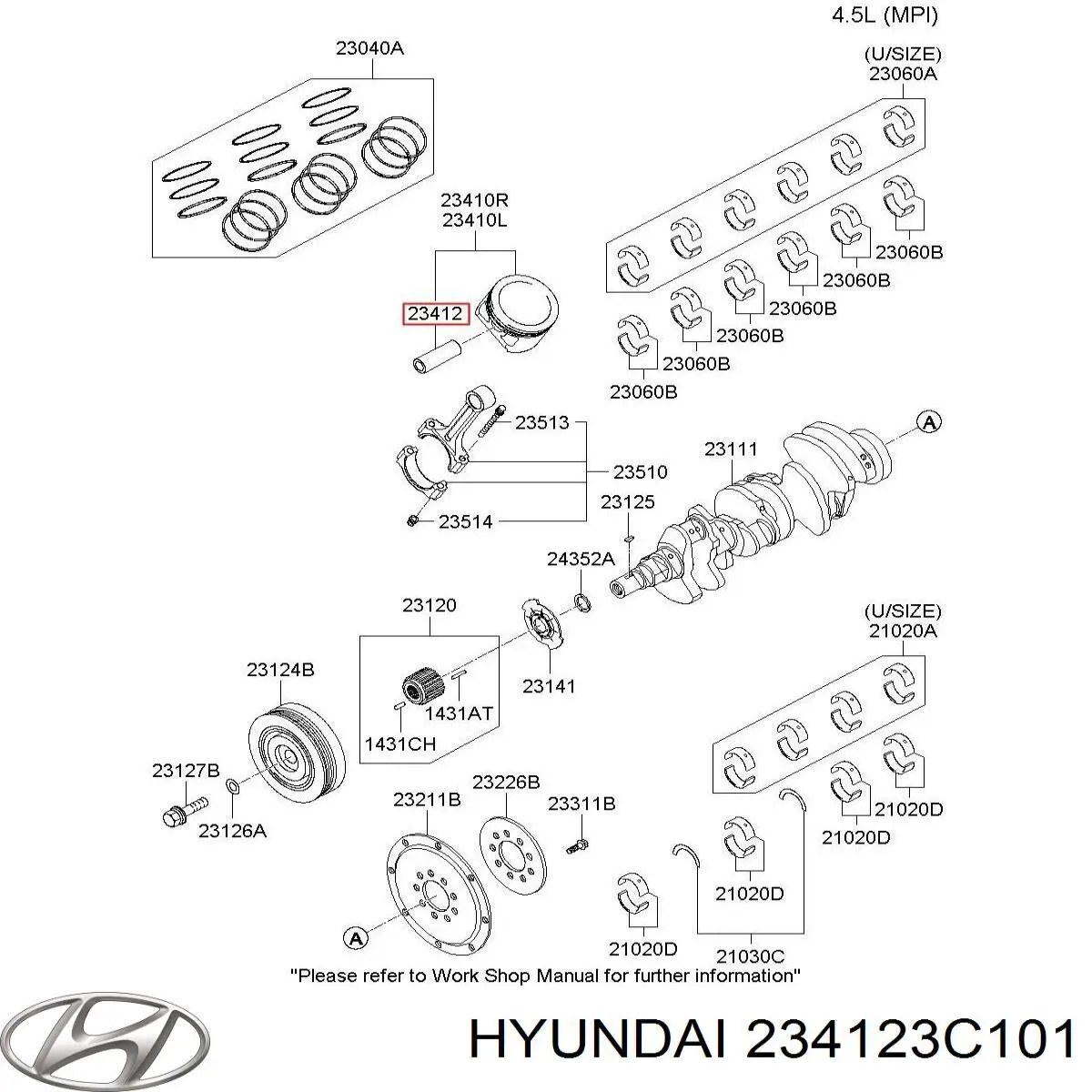 Палец поршня двигателя Hyundai/Kia 234123C101 цена, от 6.84 USD