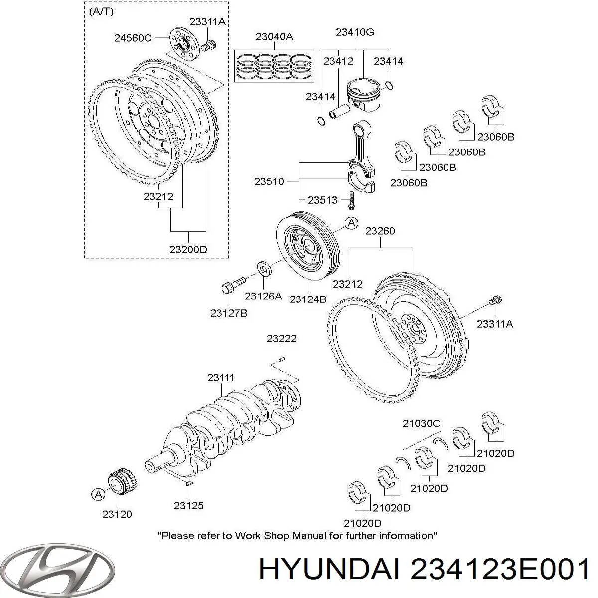 Купить 234123E001 Hyundai/Kia Палец поршня двигателя