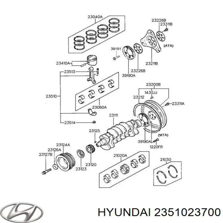 Шатун поршня двигателя Hyundai/Kia 2351023700