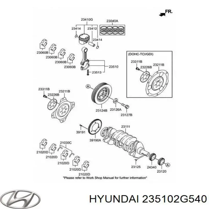 235102G540 Hyundai/Kia biela de pistão de motor