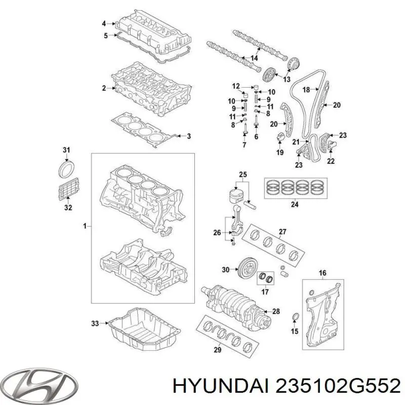 Шатун поршня двигателя 235102G552 Hyundai/Kia