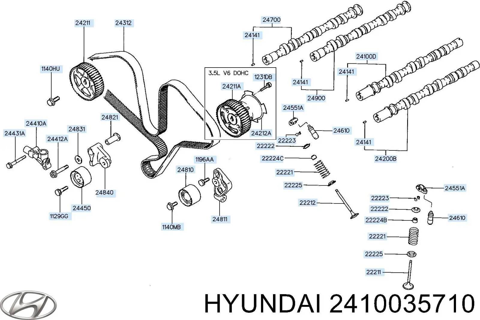 Распредвал двигателя впускной левый на Hyundai Terracan HP