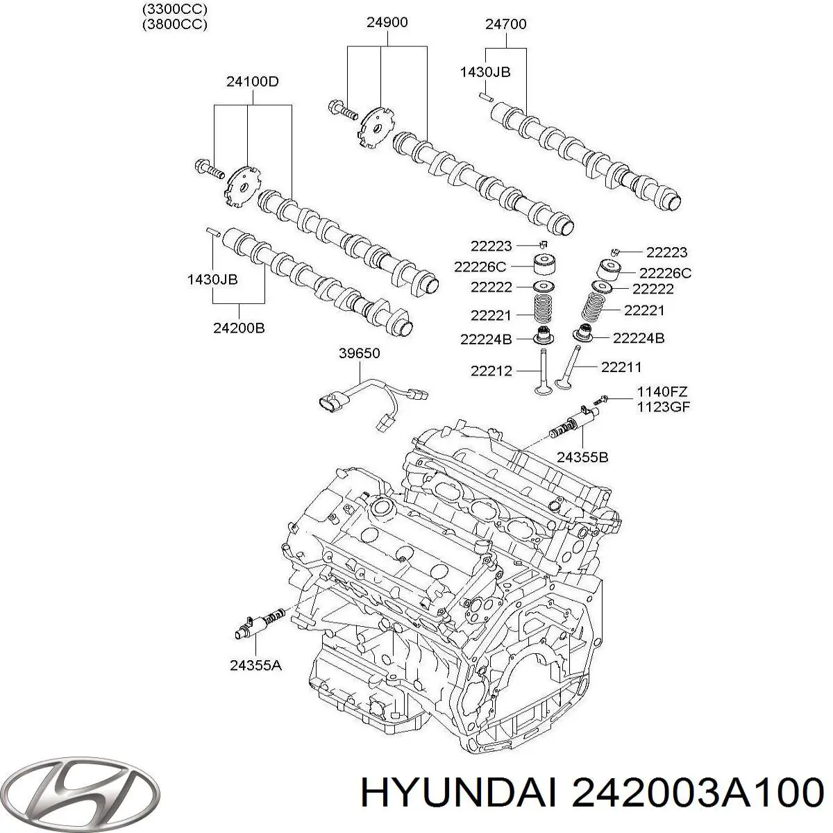 Купить 242003A100 Hyundai/Kia Распредвал двигателя выпускной левый