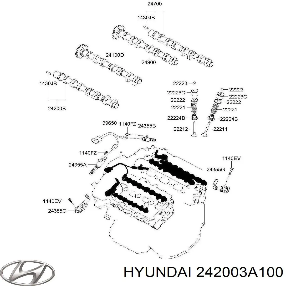 242003A100 Hyundai/Kia Распредвал двигателя выпускной левый