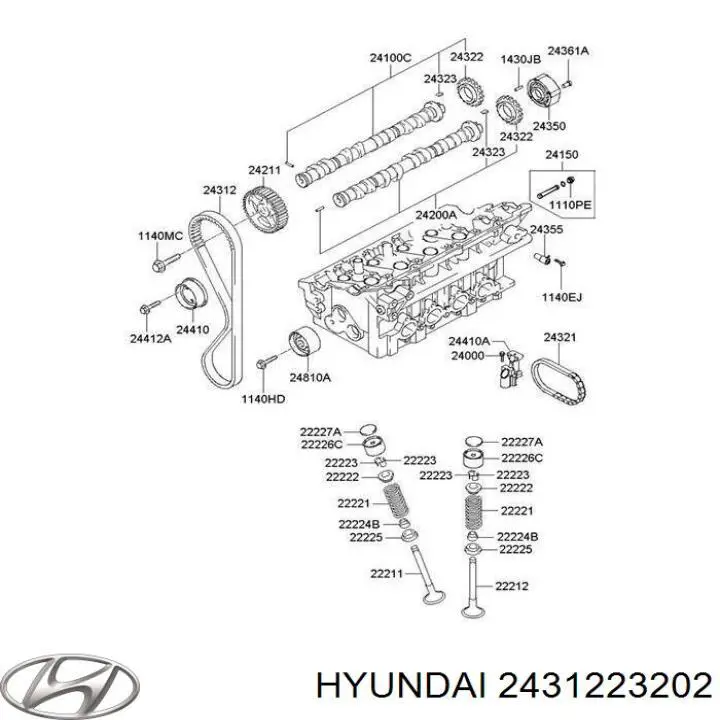 Зубчатый ремень Hyundai/Kia 2431223202 цена, от 25.40 USD