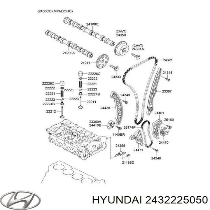 2432225050 Hyundai/Kia цепь масляного насоса