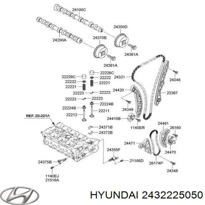 Цепь масло насоса Hyundai/Kia 2432225050 цена, от 15.44 USD