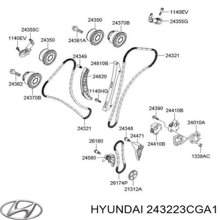 Цепь масляного насоса Hyundai/Kia 243223CGA1