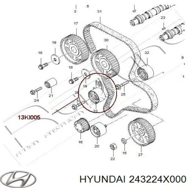Rolo de reguladora de tensão da correia do mecanismo de distribuição de gás Hyundai/Kia 243224X000 preço, a partir de 42,08 USD