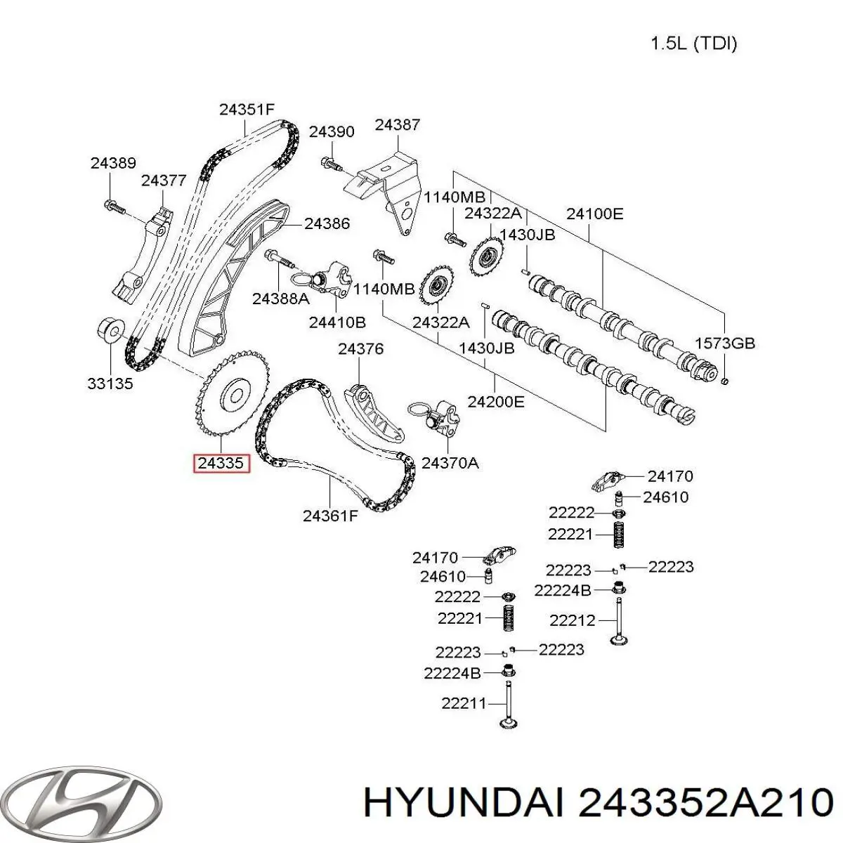 Шестерня-звездочка ТНВД Hyundai/Kia 243352A210