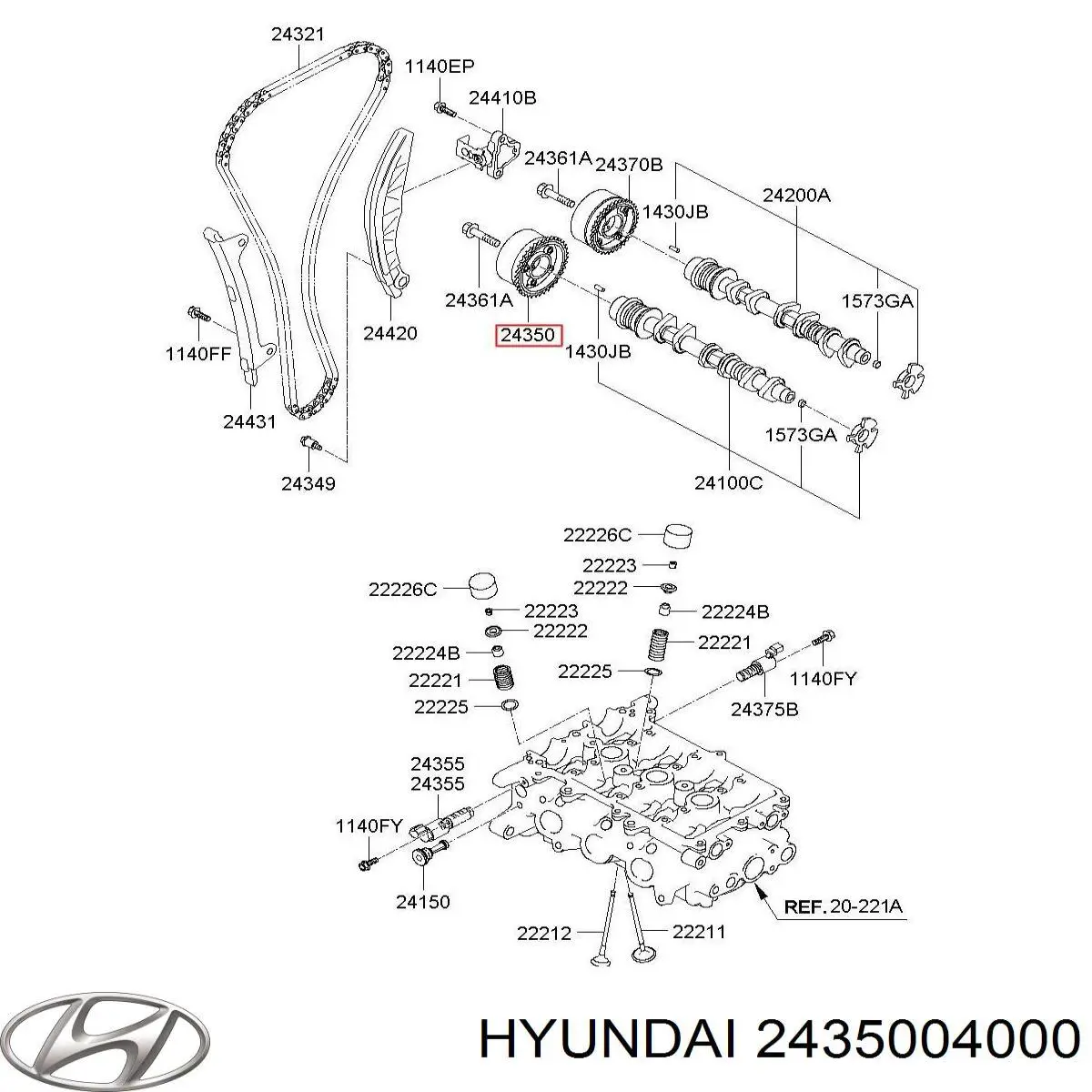 Звездочка-шестерня распредвала двигателя, впускного на Hyundai I10 PA