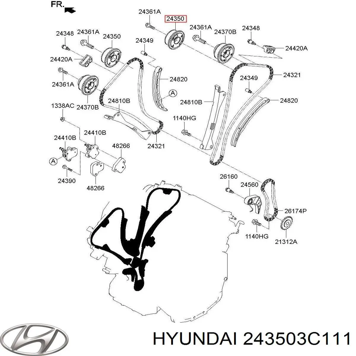 243503C111 Hyundai/Kia звездочка-шестерня распредвала двигателя, впускного