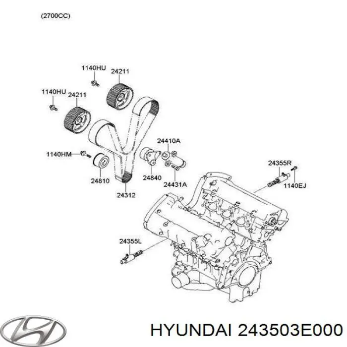 243503E000 Hyundai/Kia звездочка-шестерня распредвала двигателя, впускного