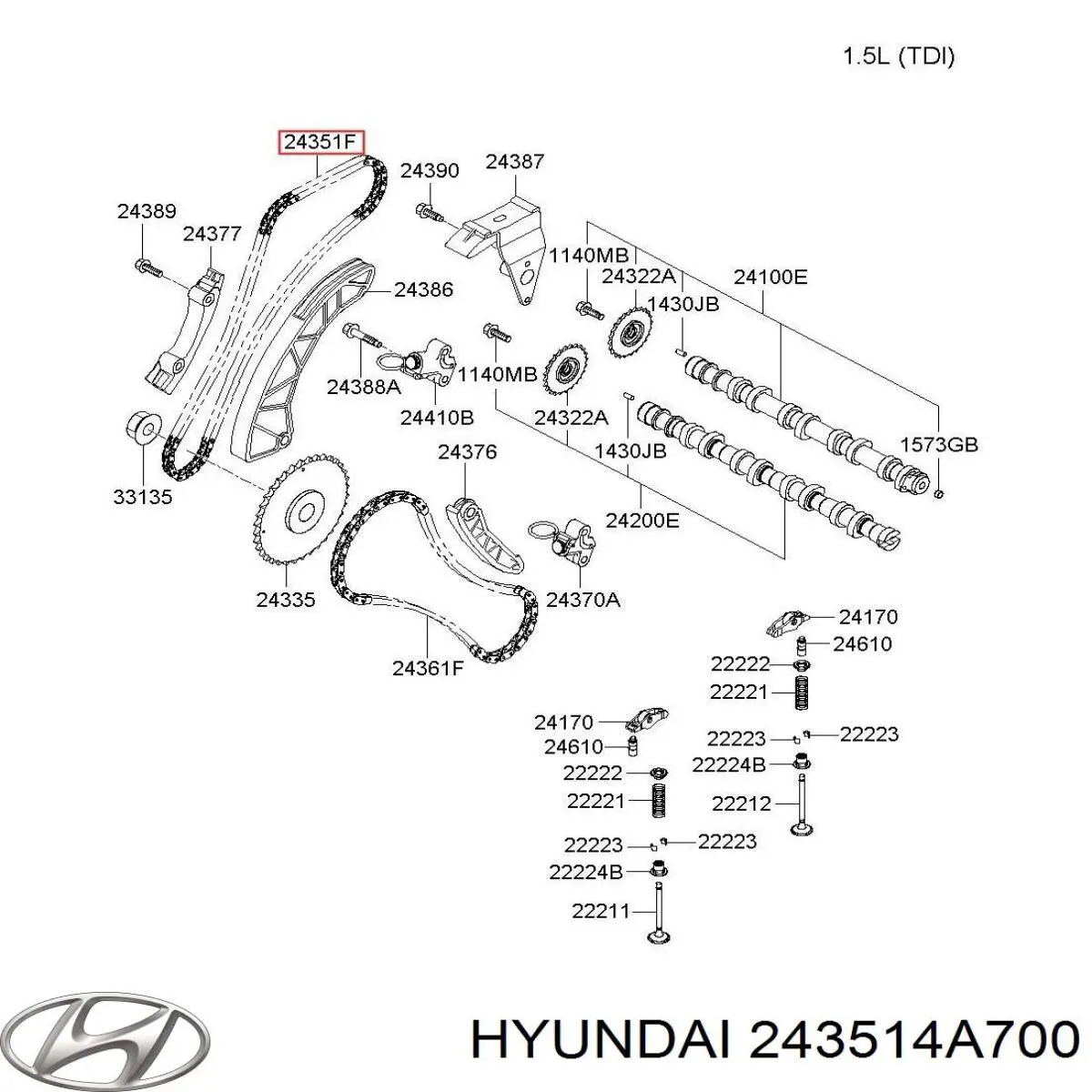 Цепь ГРМ 243514A700 Hyundai/Kia