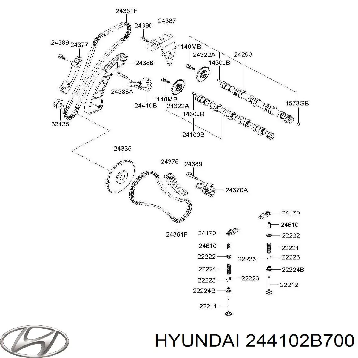 Купить 244102B700 Hyundai/Kia Натяжитель цепи ГРМ