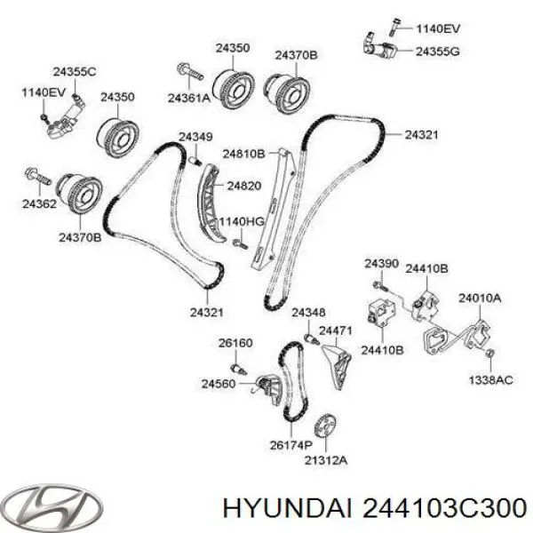 Купить 244103C300 Hyundai/Kia Натяжитель цепи ГРМ