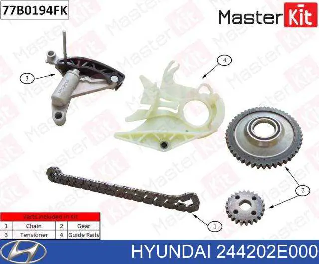 Успокоитель цепи ГРМ, правый Hyundai/Kia 244202E000