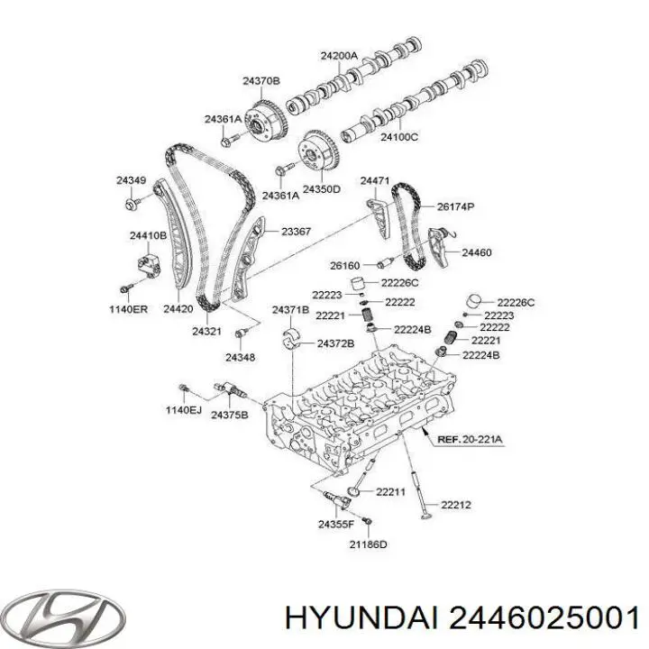 2446025000 Hyundai/Kia натяжитель цепи насоса масляного